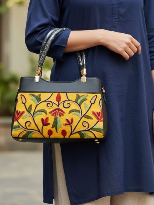 Yellow Hand Crewel Work HandBag