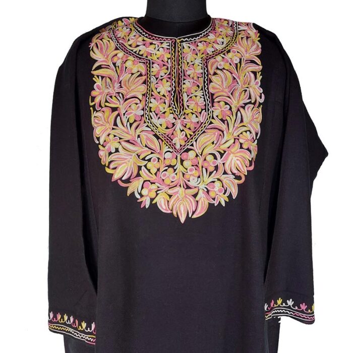 Black Cashmilon Pheran With Aari Work