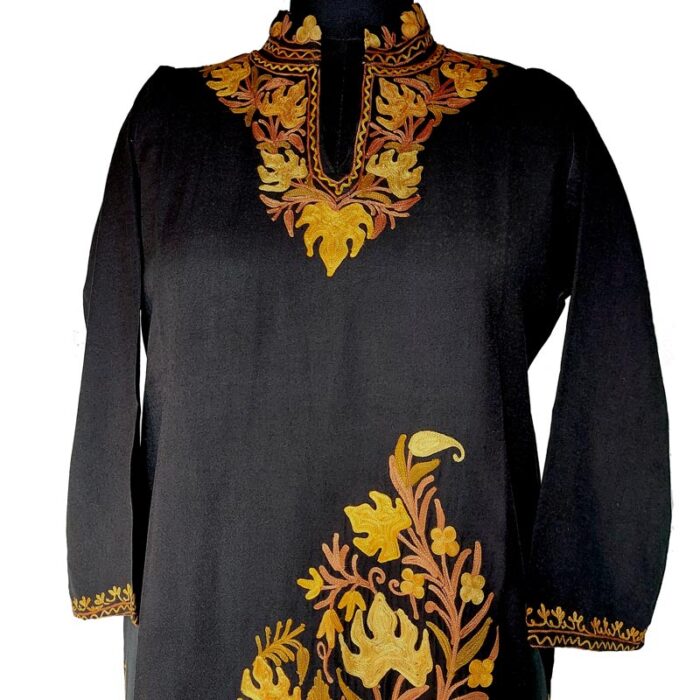 Black Kashmiri Summer Cool Kurta for Ladies