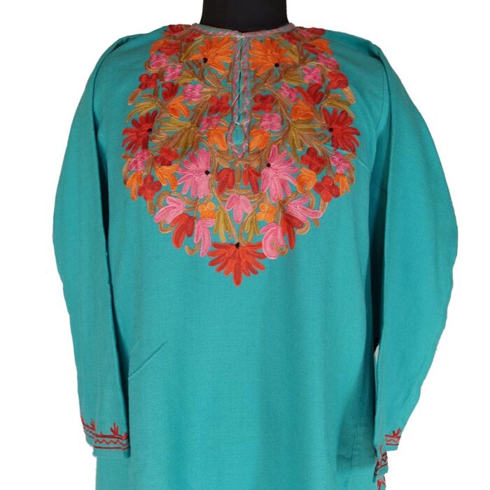 Ferozi Cashmilon Pheran With Aari Work