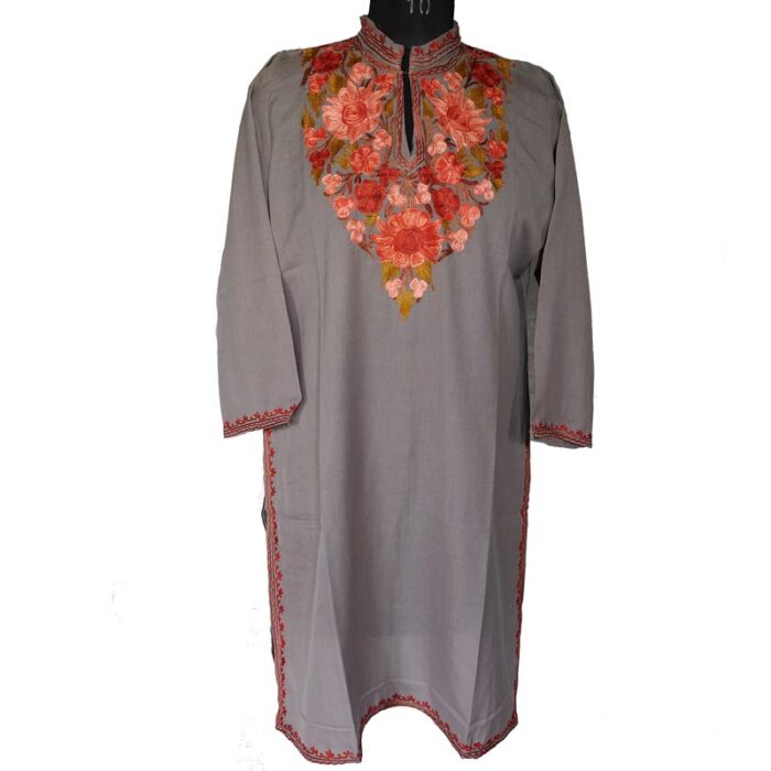 Grey Summer Cool Kashmiri Ladies Kurta - Image 2
