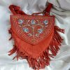 Dark Red Heart Shaped Bag With Aari Work