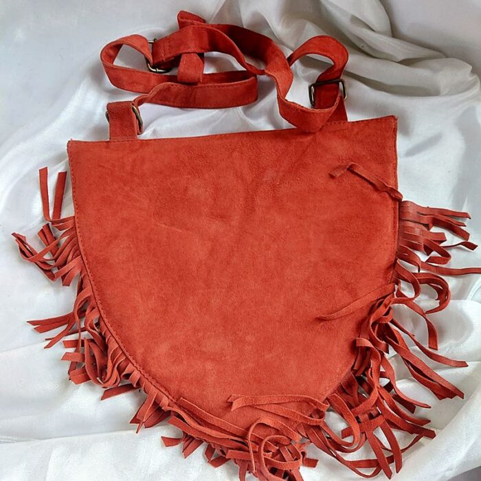 Dark Red Heart Shaped Bag With Aari Work - Image 3