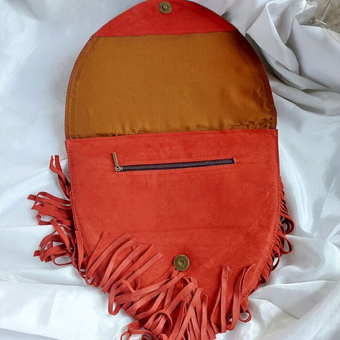 Dark Red Heart Shaped Bag With Aari Work - Image 2