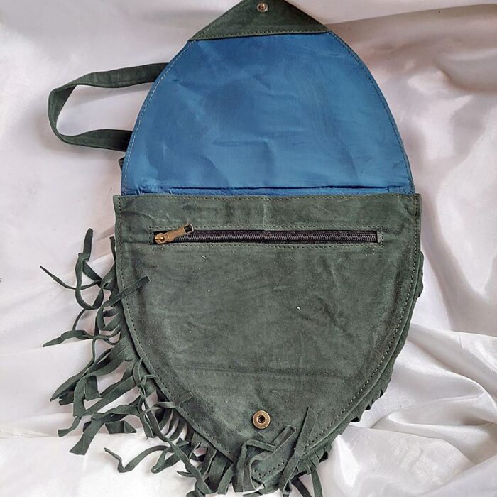 Grey Heart Shaped Bag With Aari Work - Image 3