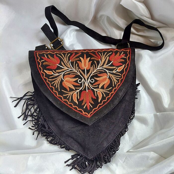 Black Heart Shaped Bag With Aari Work