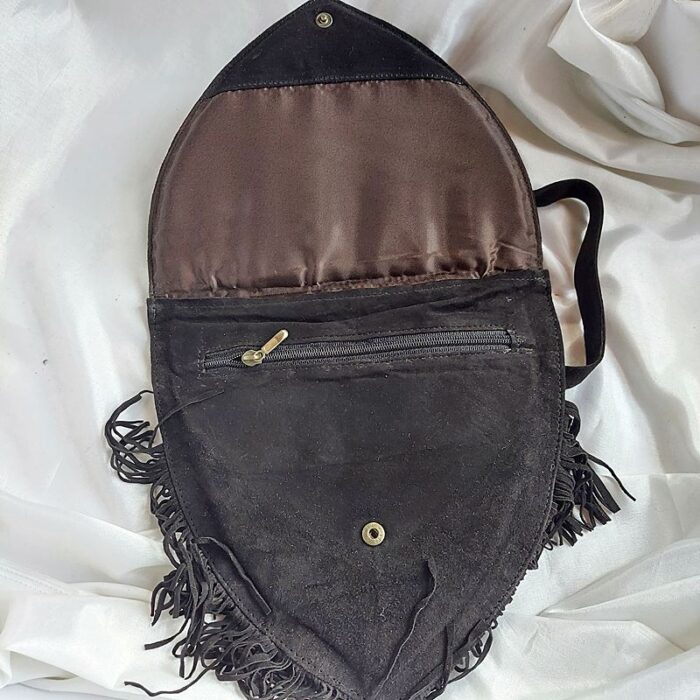 Black Heart Shaped Bag With Aari Work - Image 3