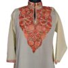 Light Yellow Floral Summer Cool Kashmiri Work kurta