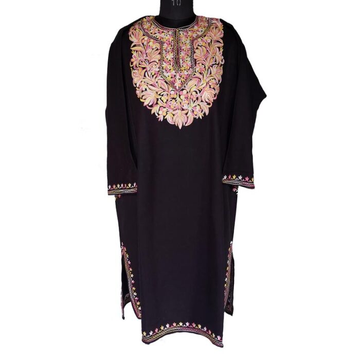 Black Cashmilon Pheran With Aari Work - Image 2
