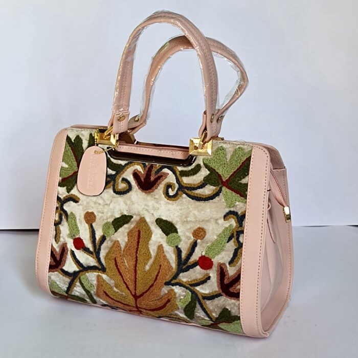Baby Pink Chinari Hand Crewel Work Handheld Bag