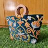 Green Velvet Basket Bag With Hand Aari Work