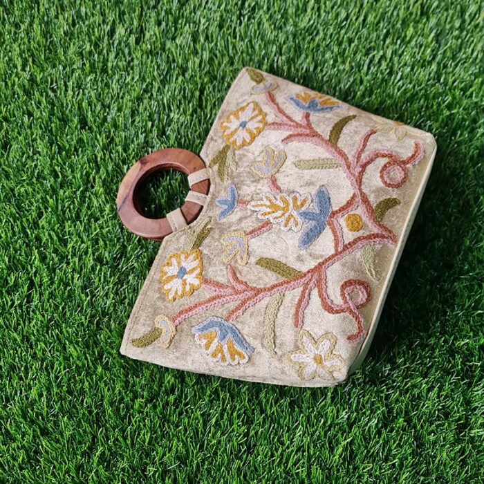Velvet Basket Bag With Hand Aari Work - Image 2