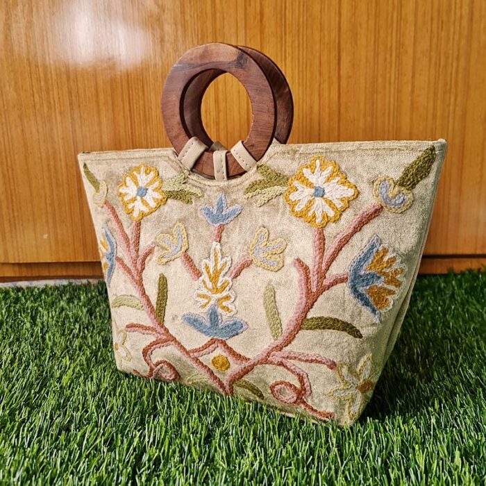 Velvet Basket Bag With Hand Aari Work