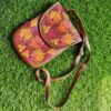 Brown Leather Sling Bag With Aari Work