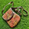 Choclate Brown Leather Sling Bag In Aari Work