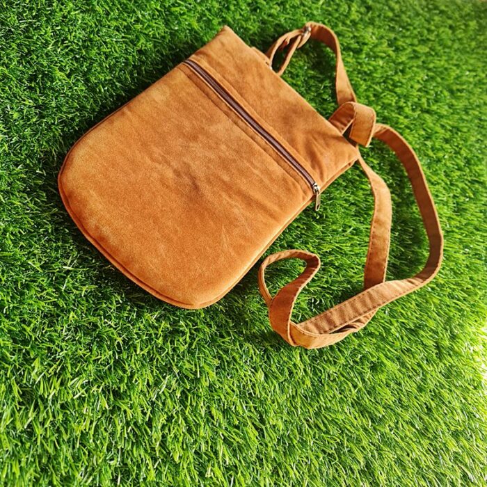 Light Brown Sling Bag In Aari Work - Image 2