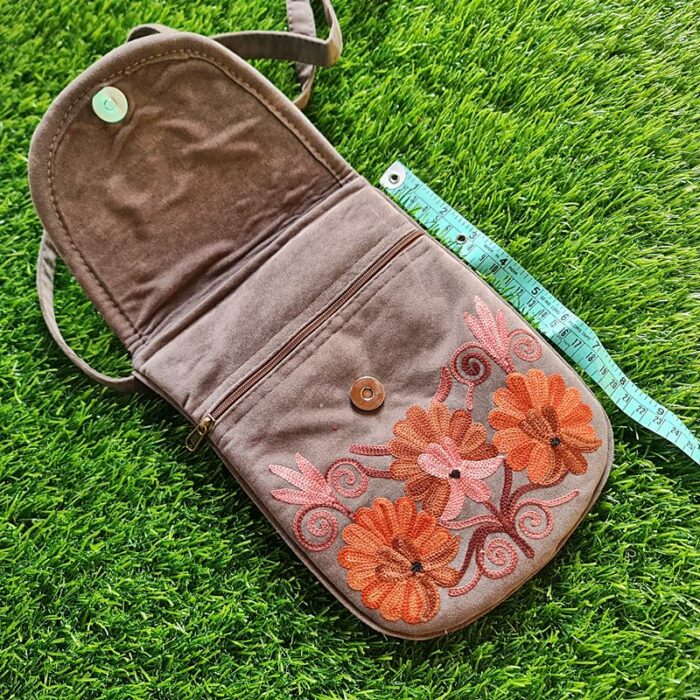 Grey Sling Bag In Aari Work - Image 2
