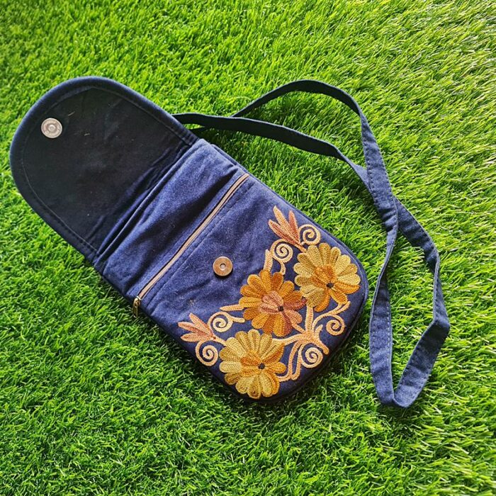 Blue Sling Bag In Aari Work - Image 2