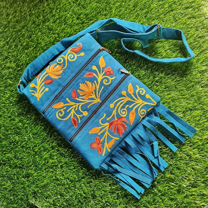 Ferozi 6 Zip Flap Bag with Aari Work