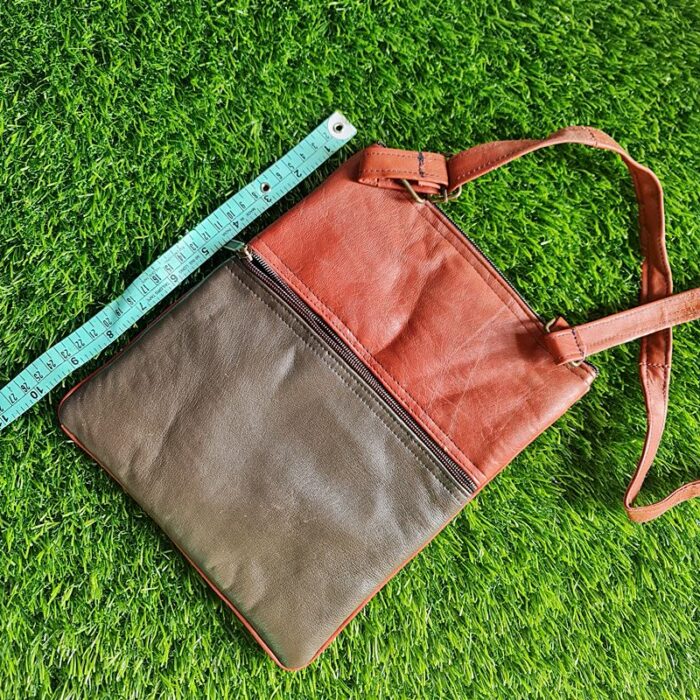 Golebi 5 Zip Leather Sling Bag with Aari Work - Image 2