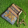 Suur 5 Zip Leather Sling Bag with Aari Work