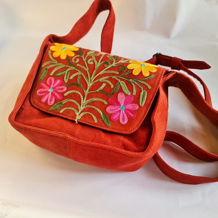 Maroon Aari Work Camera Bag