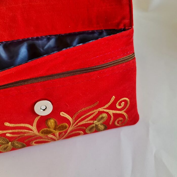 Red Tic Tac Aari Work Wallet - Image 3