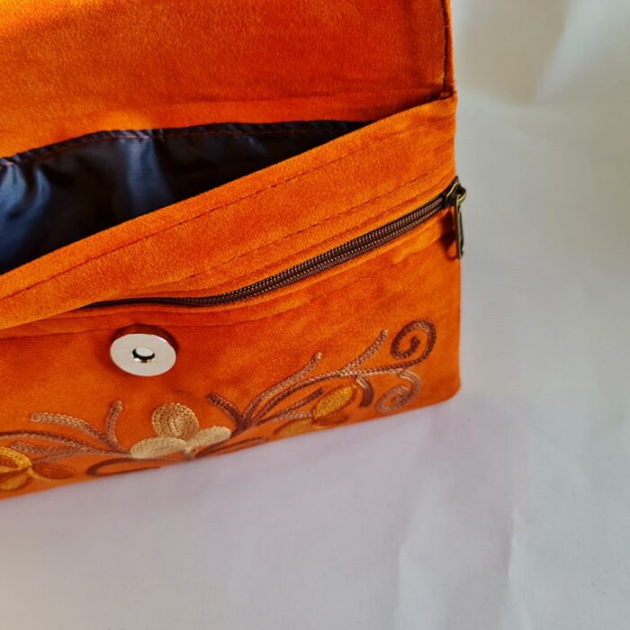 Dark Oranage Tic Tac Aari Work Wallet - Image 3