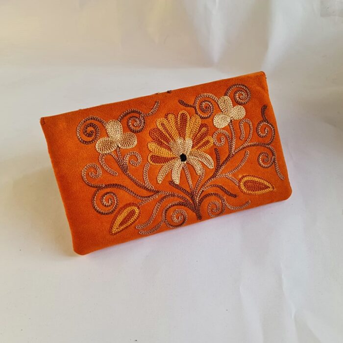 Dark Oranage Tic Tac Aari Work Wallet - Image 2