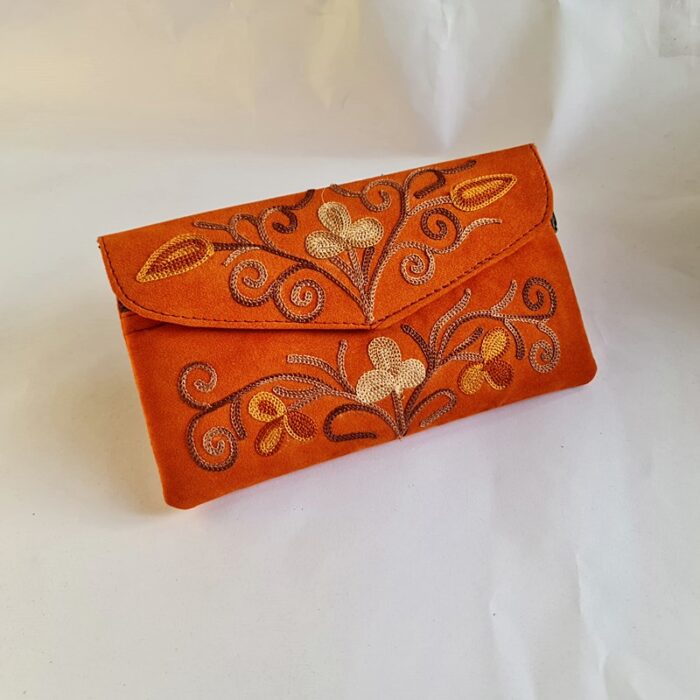 Dark Oranage Tic Tac Aari Work Wallet