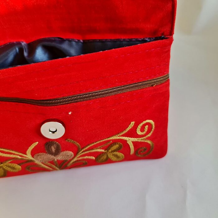 Red Tic Tac Aari Work Wallet - Image 3