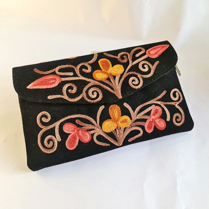 Black Tic Tac Aari Work Wallet