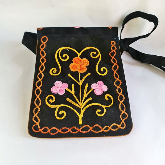 Blue Passport Bag With Aari Embroidery - Image 3