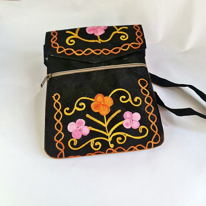 Blue Passport Bag With Aari Embroidery - Image 2