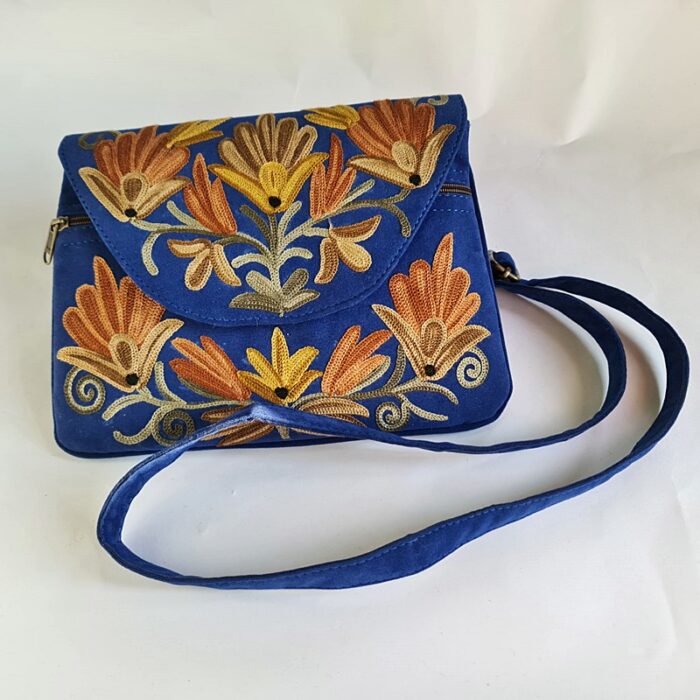 Blue Bag With Aari Embroidery