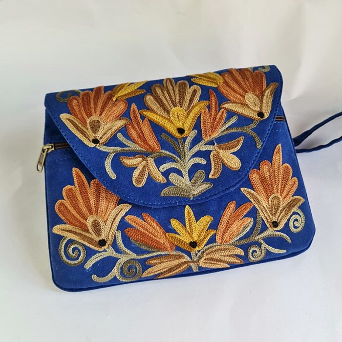 Blue Bag With Aari Embroidery - Image 2