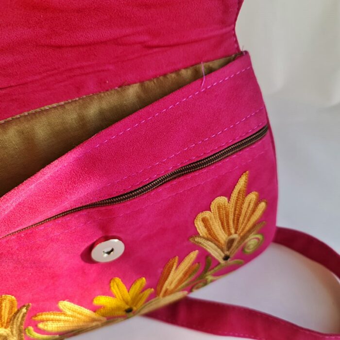 Pink Bag With Aari Embroidery - Image 3