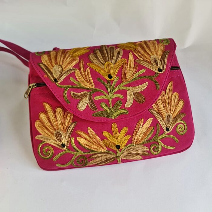 Pink Bag With Aari Embroidery - Image 2