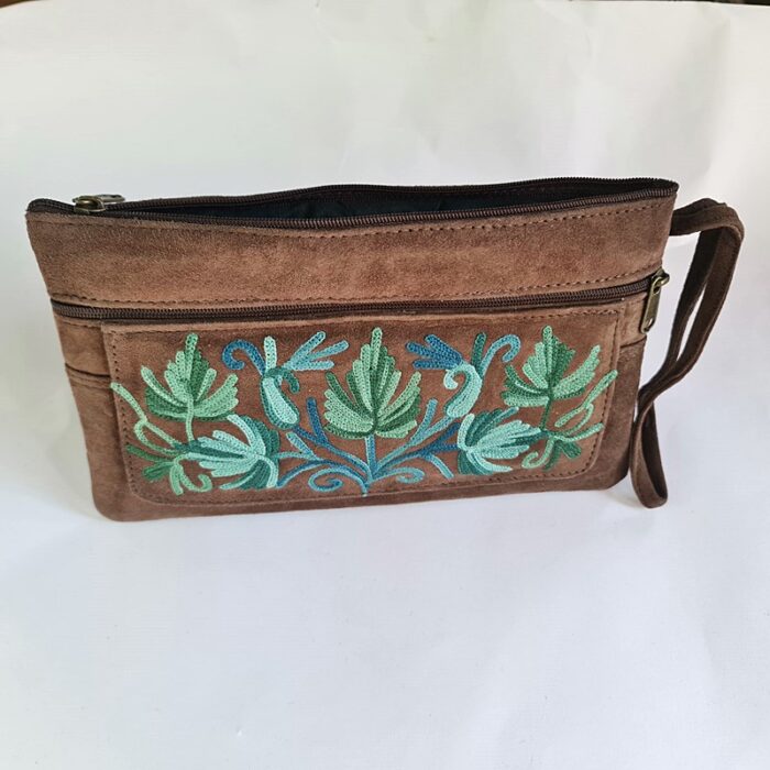 Brown Chinari Bag With Aari Embroidery