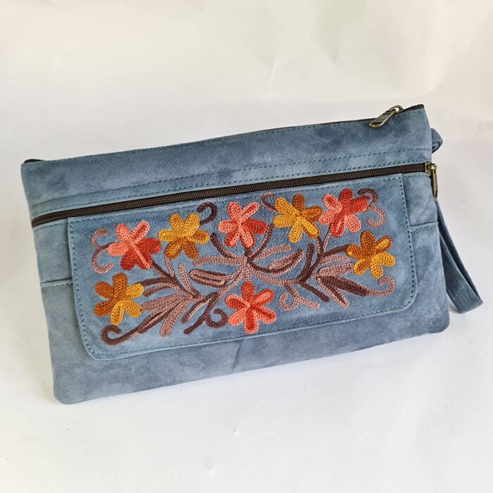 Air Force Blue Bag With Aari Embroidery