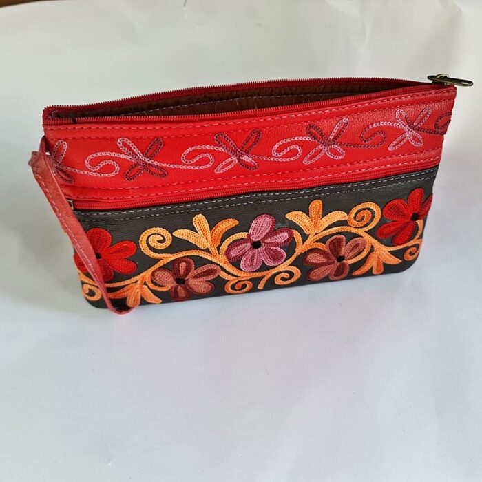 Black Red Leather Aari Pouch - Image 2