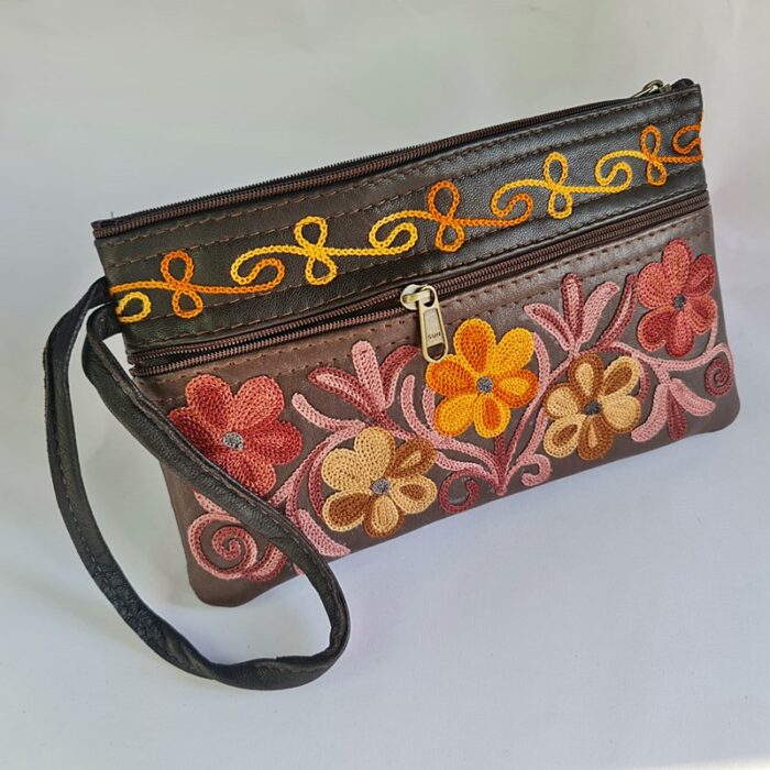 Brown Black Leather Aari Pouch