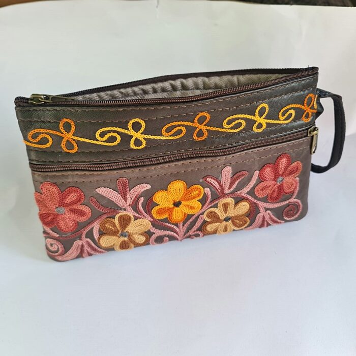 Brown Black Leather Aari Pouch - Image 2