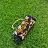 Millenium Blue Velvet Clutch With Pearls and Aari Work