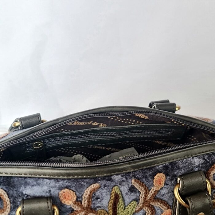 Capri Blue Hand Crewel Work Handheld Cum Sling Bag - Image 2