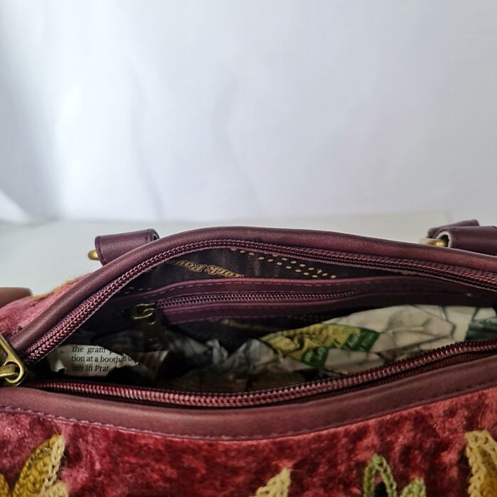 Rose Color Hand Crewel Work Handheld Cum Sling Bag - Image 3
