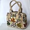 Cream Color Hand Crewel Work Handheld Bag