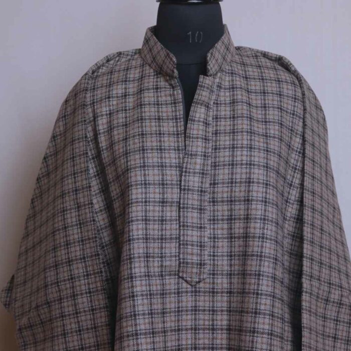 Light Brown Check Design Tweed Pheran - Image 2