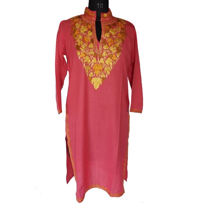 Light Pink Summer Cool Kashmiri Long Kurta - Image 2