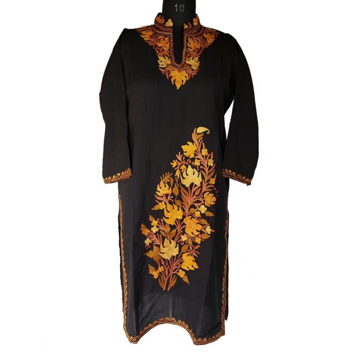 Black Kashmiri Summer Cool Kurta for Ladies - Image 2